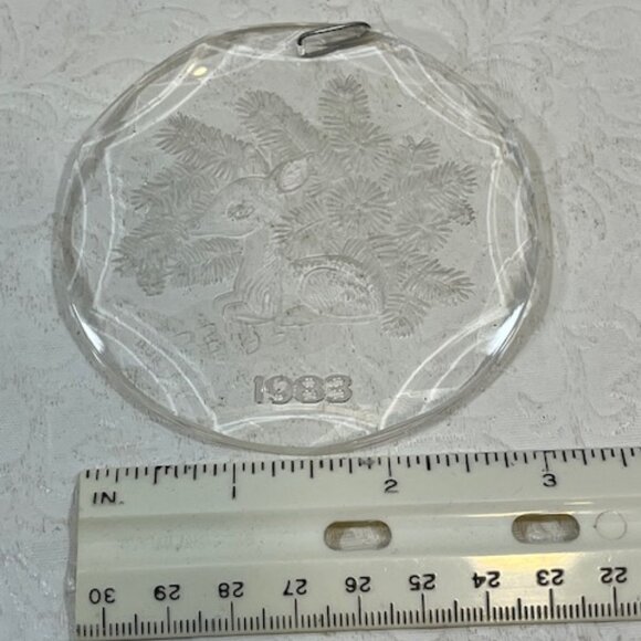 VTG Baby Deer Fir Branches Clear Acrylic 1983 Christmas Ornament 3.25" - Picture 9 of 9